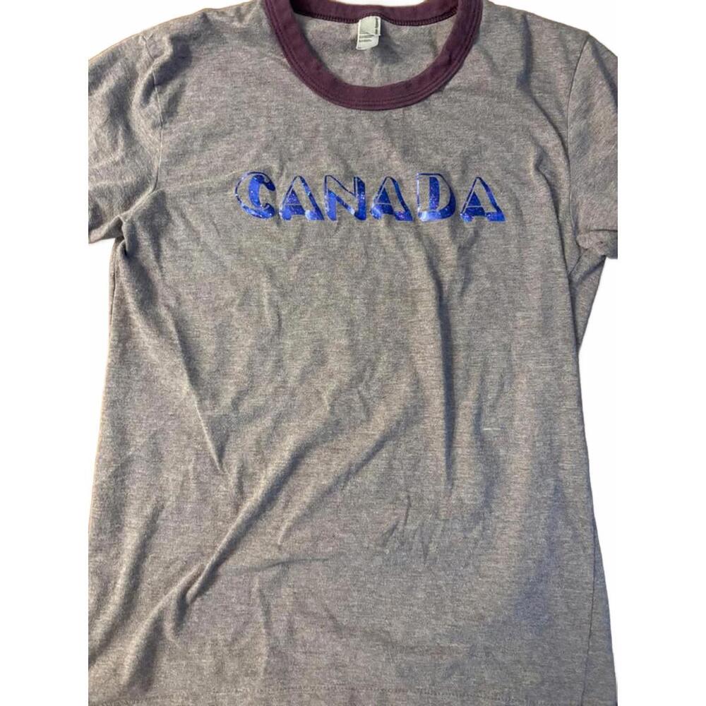 American Apparel Purple “Canada” Ringer Tee – Size Medium